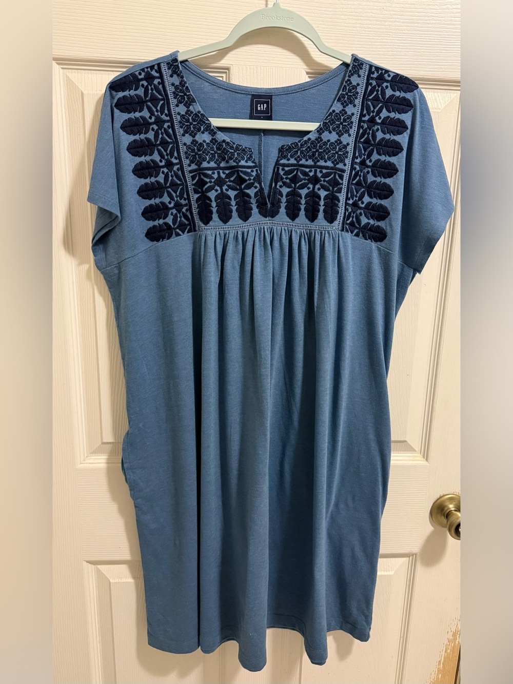 GAP Dusty blue embroidered dress